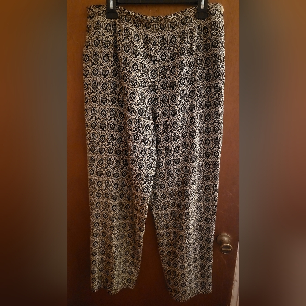 TALBOTS Pure Silk Pants Black & Tan Size 12